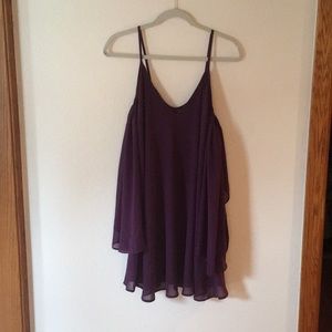 Dark purple “cold shoulder” dress